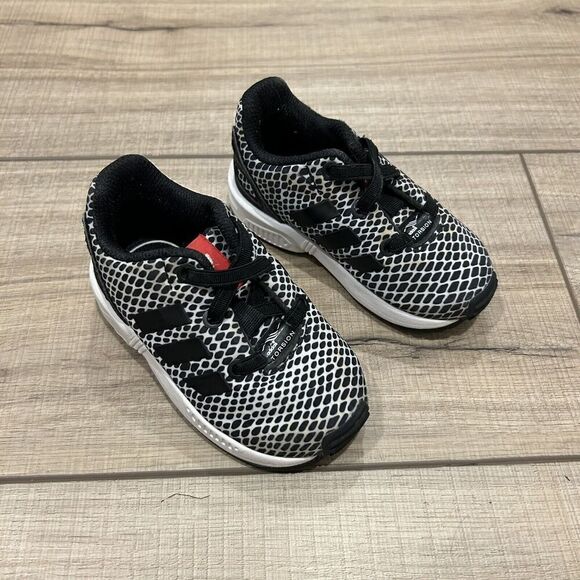 Adidas ZX Flux EL Black Snakeskin Infant Baby 5K Casual Sneaker Shoes S82614 - Picture 2 of 14